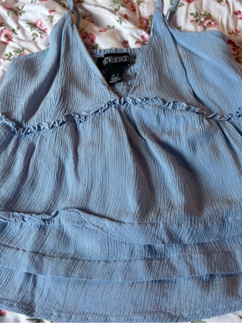 Urban Planet Light Blue Ruffle V-Neck Camisole